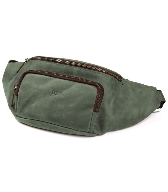 Стильна сумка на пояс бренду TARWA RE-3079-3md у зеленому crazy horse фото, картинка, изображение