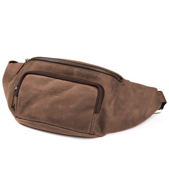 Стильна сумка на пояс бренду TARWA RC-3079-3md у коричневому crazy horse фото, картинка, изображение