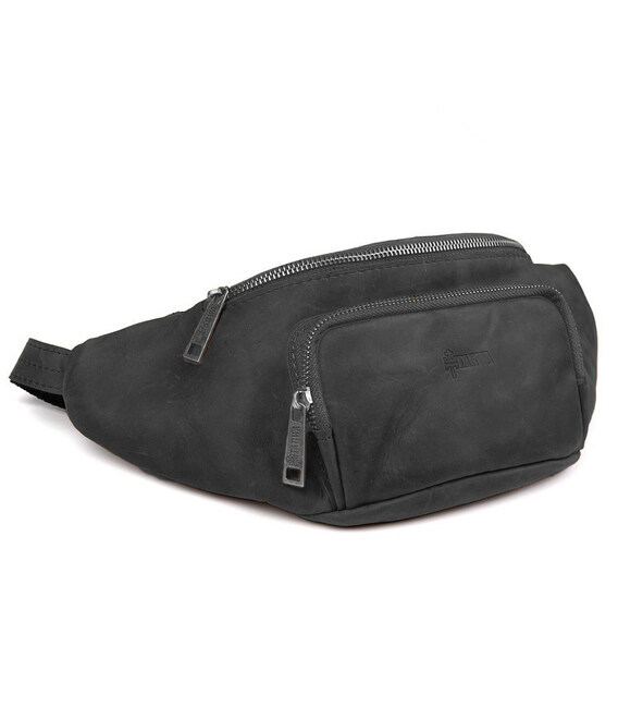 Стильна сумка на пояс бренду TARWA RA-3079-3md у чорному crazy horse фото, картинка, изображение