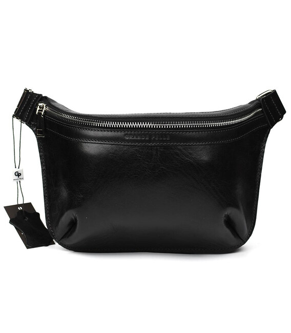 Шкіряна сумка напоясна Grande Pelle 743610 чорна фото, картинка, изображение