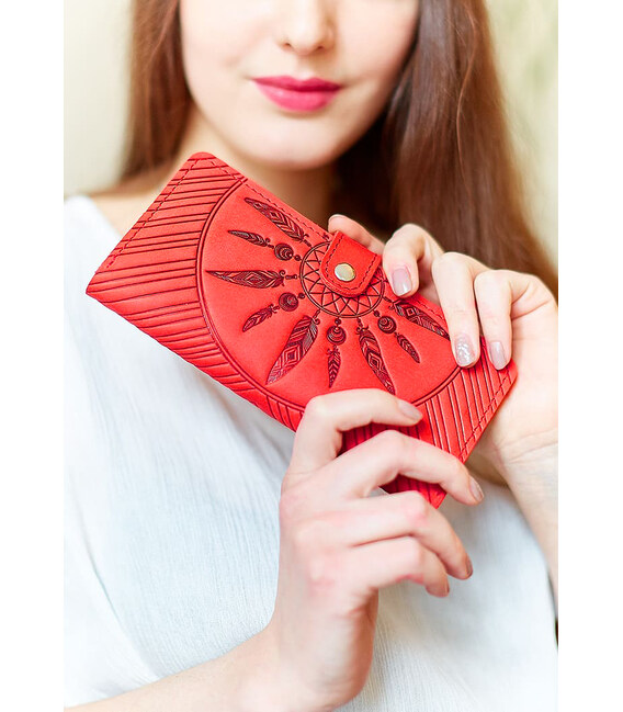 Кожаное женское портмоне 7.0 Инди Коралловый фото, картинка, изображение