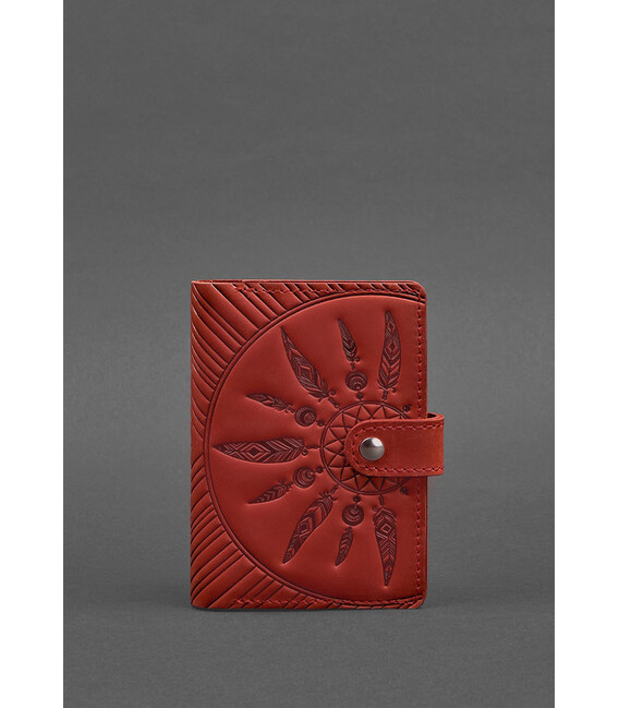 Жіноча шкіряна обкладинка для паспорта коралова 3.0 Інді картинка, зображення, фото