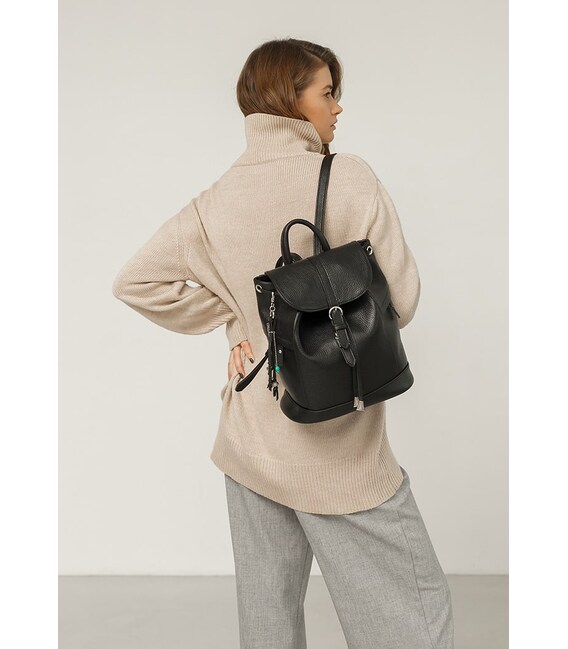 Шкіряний жіночий рюкзак Олсен чорний картинка, зображення, фото