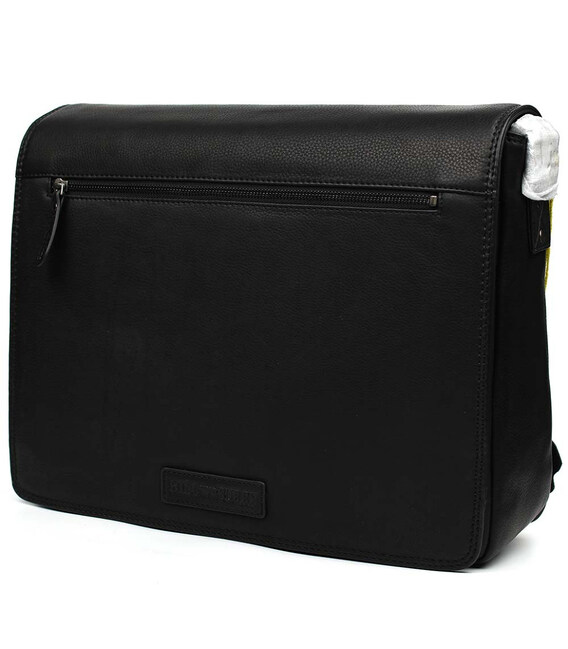 Сумка через плече шкіряна чоловіча HILL BURRY HB400A чорна фото, картинка, изображение