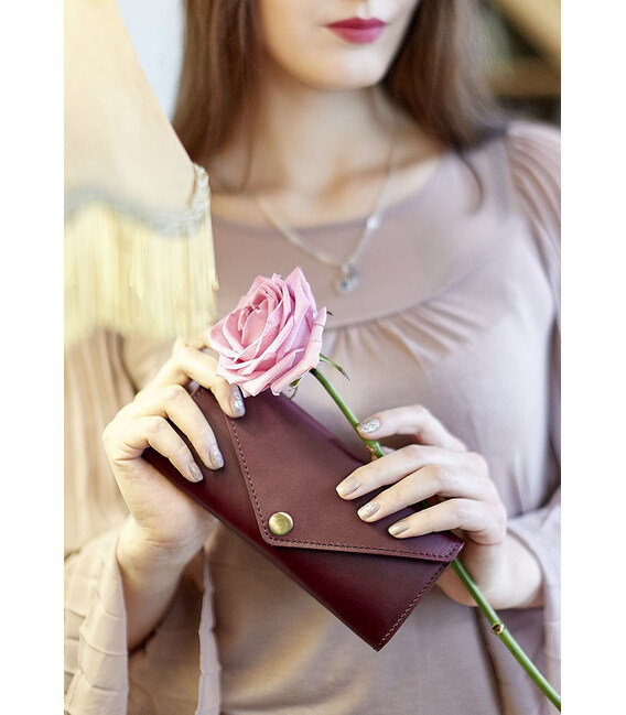 Женский кожаный кошелек Керри 1.0 бордовый краст фото, картинка, изображение