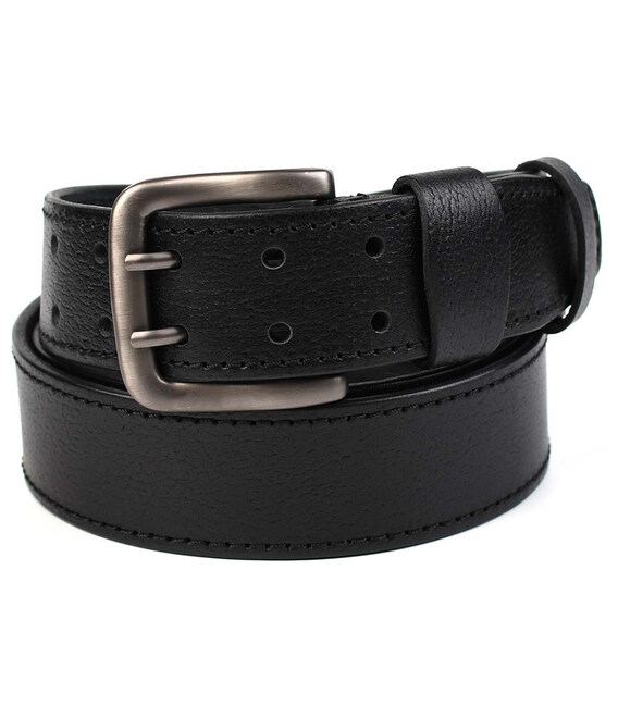 Ремінь зі шкіри буйвола на два язички LIMARY Lim-247A 40мм чорний фото, картинка, изображение