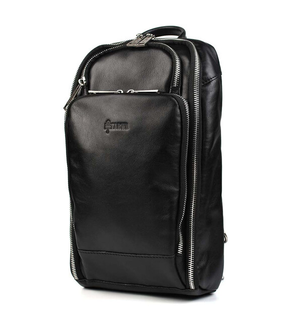 Чоловічий рюкзак слінг на одне плече TARWA GA-0910-4lx чорна Наппа фото, картинка, изображение
