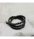 Женский кожаный браслет тонкая косичка черный картинка, изображение, фото