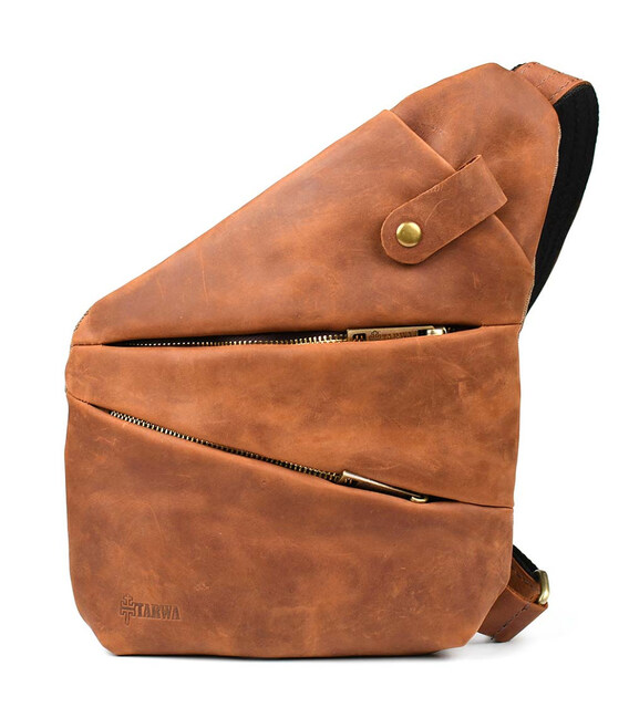 Чоловіча сумка-слінг через плече мікс канвасу та шкіри TARWA RBC-6402-3md фото, картинка, изображение