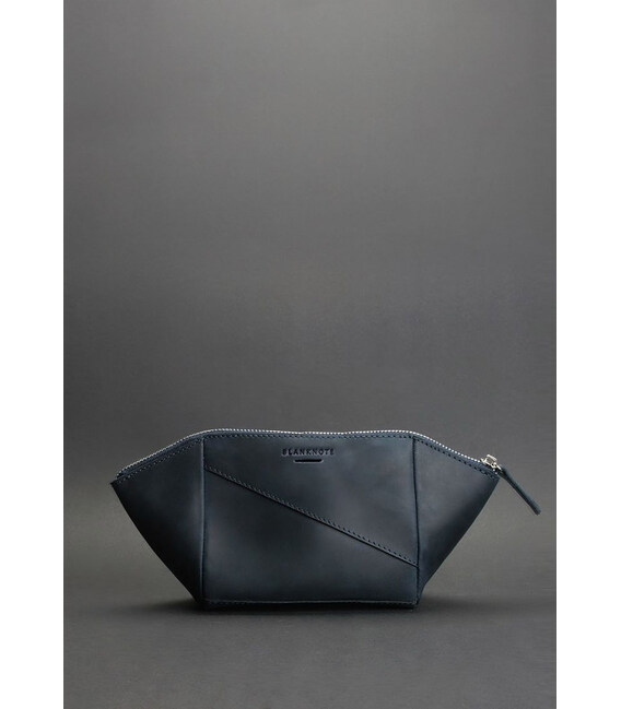 Женская кожаная косметичка 2.0 синяя Crazy Horse фото, картинка, изображение