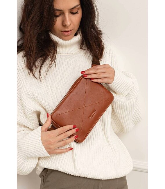 Кожаная поясная сумка Dropbag Mini светло-коричневая фото, картинка, изображение