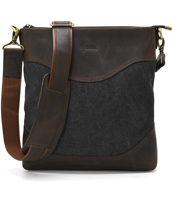 Сумка чоловіча з парусини та шкіри RGg-1807-4lx TARWA темно-сіра фото, картинка, изображение