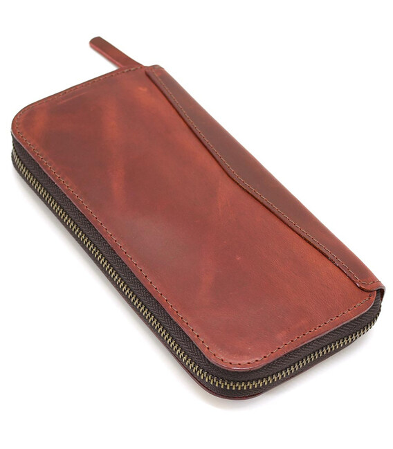 Шкіряний гаманець клатч на блискавці TARWA RR-711-3md бордовий фото, картинка, изображение