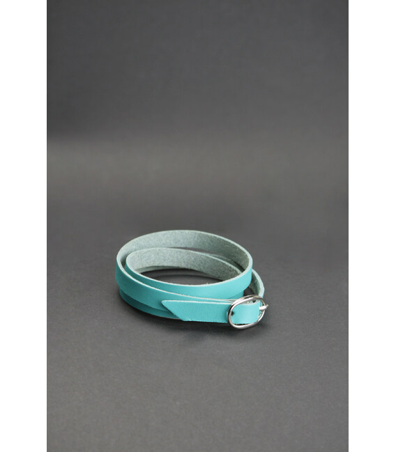 Женский кожаный браслет лента с пряжкой бирюзовый фото, картинка, изображение