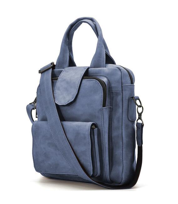 Вертикальна чоловіча сумка RK-7266-3md TARWA синя фото, картинка, изображение