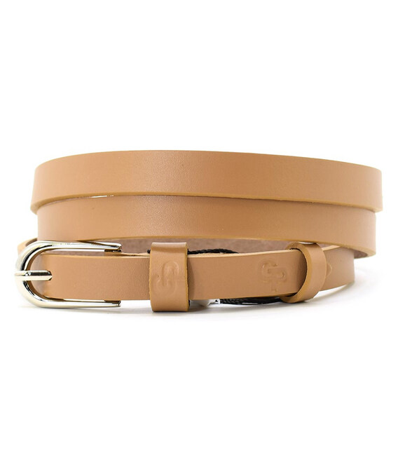 Ремінь жіночий тонкий Grande Pelle 1452040033 у світло-коричневому кольорі. картинка, зображення, фото