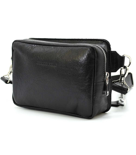 Шкіряна сумка напоясна Grande Pelle 740410 чорна фото, картинка, изображение