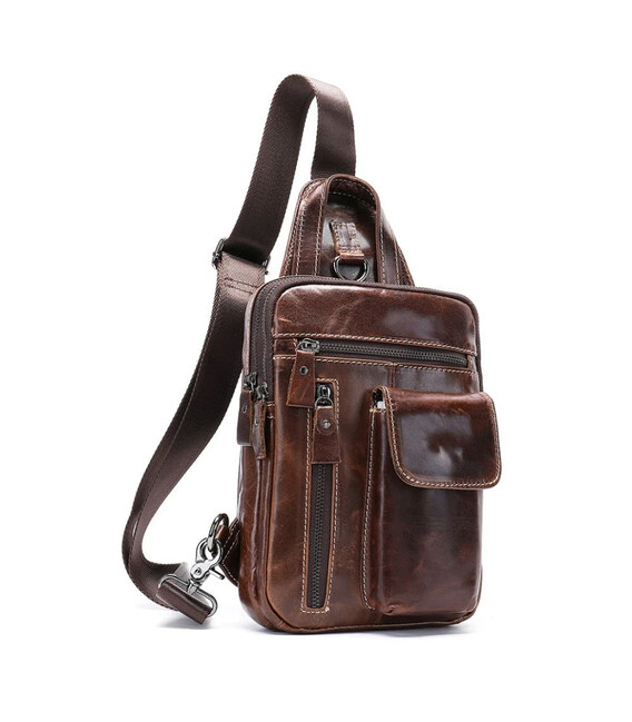 Чоловіча шкіряна сумка через плече John McDee JD4006Q вінтаж фото, картинка, изображение