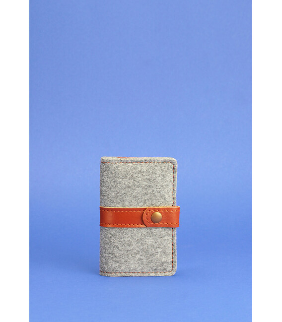 Фетровый кард-кейс (визитница) 6.1 с кожаными коричневыми вставками фото, картинка, изображение