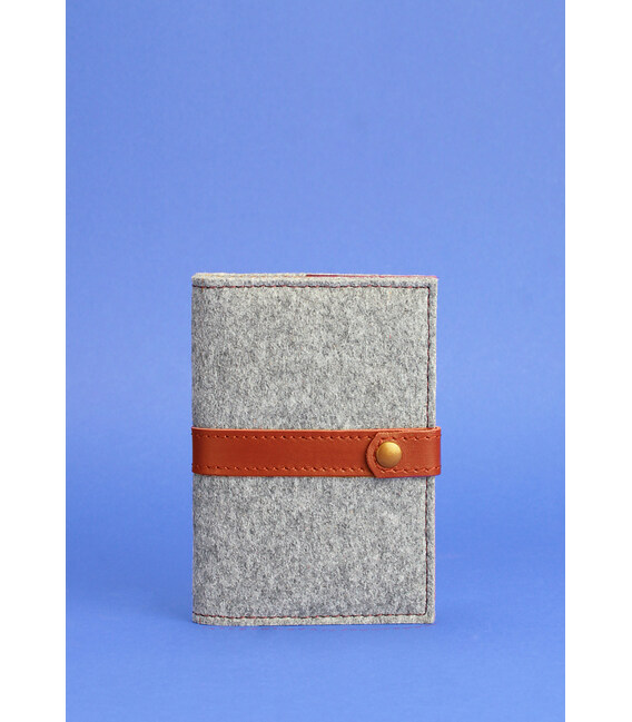 Фетровая обложка для паспорта 1.1 с кожаными коричневыми вставками фото, картинка, изображение