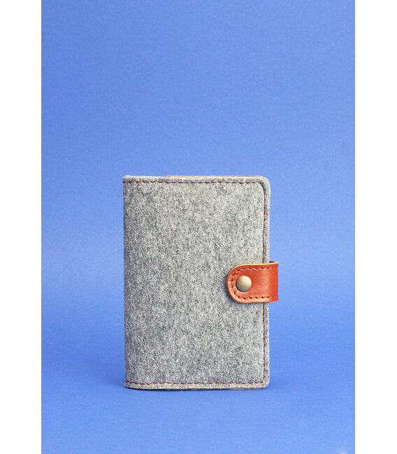 Фетровая обложка для паспорта 3.0 с кожаными коричневыми вставками фото, картинка, изображение