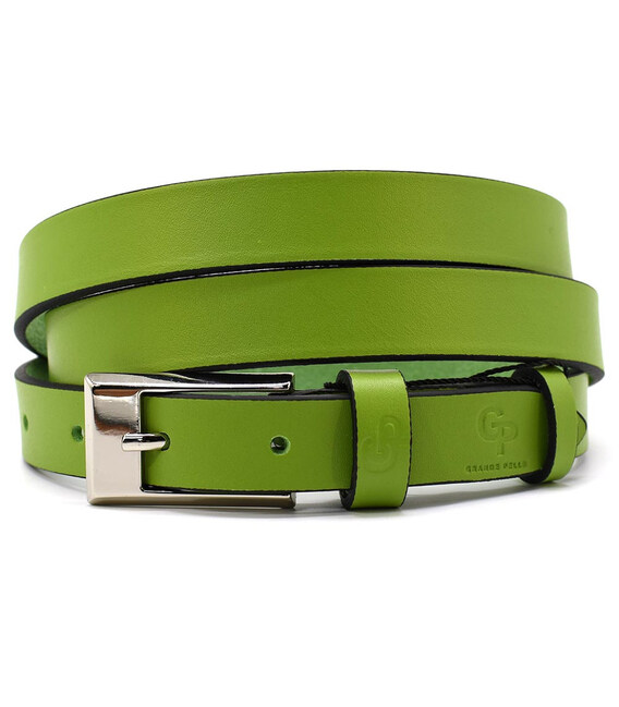 Ремінь жіночий тонкий Grande Pelle 29230030033 в зеленому кольорі. фото, картинка, изображение