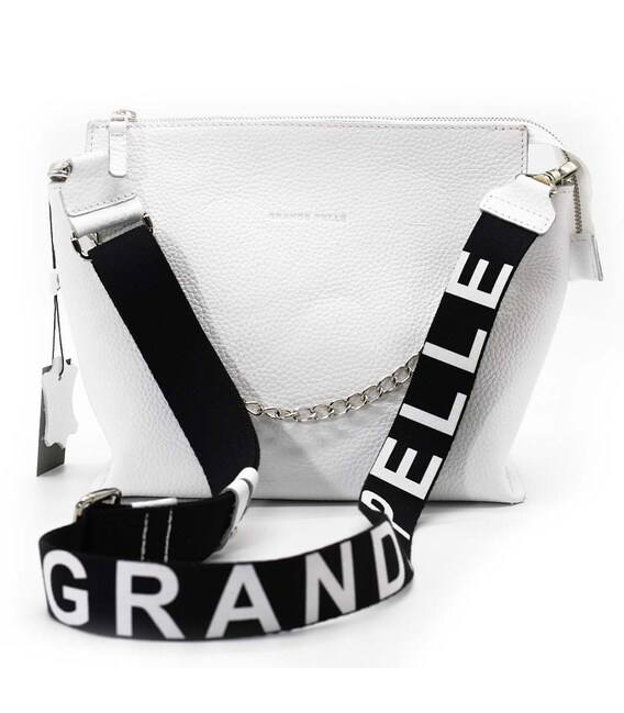 Сумка жіноча через плече із стильним ремінцем 746702 Grande Pelle білий флотар фото, картинка, изображение