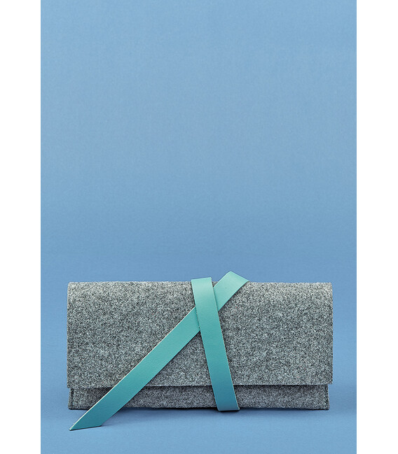 Женский тревел-кейс 1.0 из фетра с кожаными бирюзовыми вставками фото, картинка, изображение