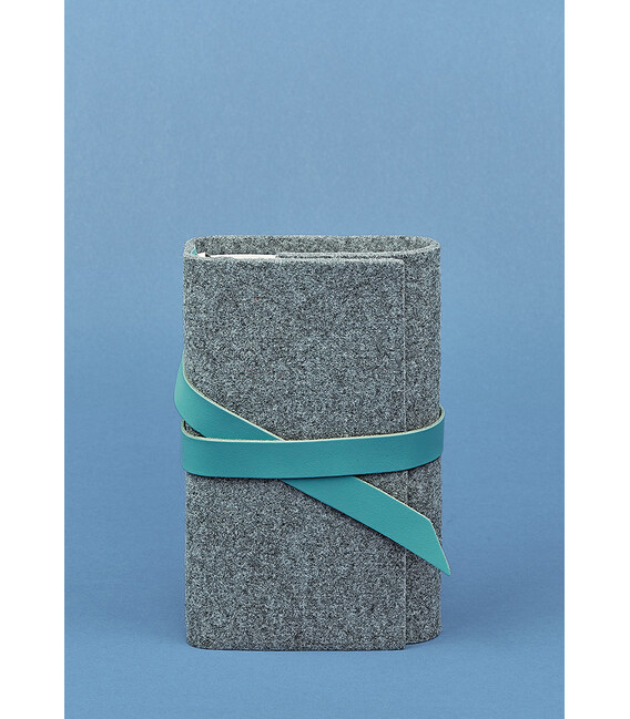 Фетровый женский блокнот (Софт-бук) 1.0 с кожаными бирюзовыми вставками фото, картинка, изображение