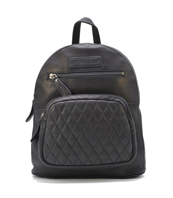Жіночий шкіряний рюкзак HILL BURRY HB15148A чорний стьобаний фото, картинка, изображение