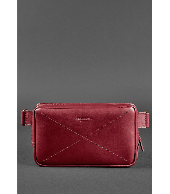 Кожаная поясная сумка Dropbag Maxi бордовая Krast фото, картинка, изображение