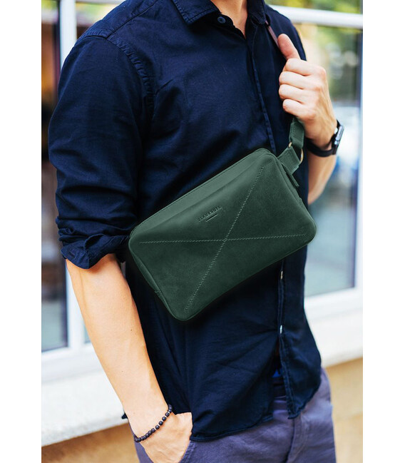 Шкіряна поясна сумка Dropbag Maxi зелена картинка, зображення, фото