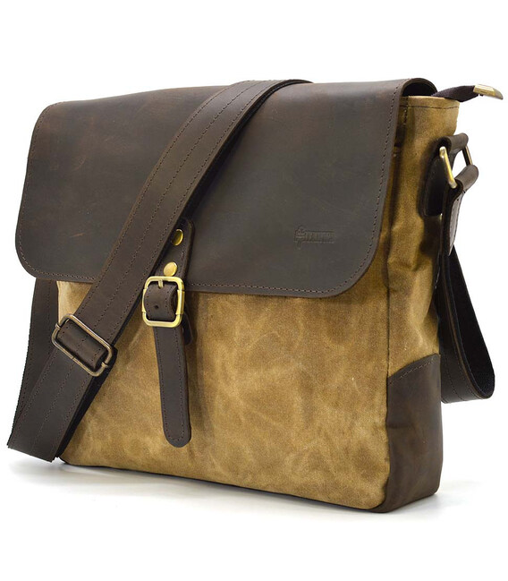 Сумка через плече водостійка парусина та шкіра крейзі RCw-6600-4lx TARWA фото, картинка, изображение