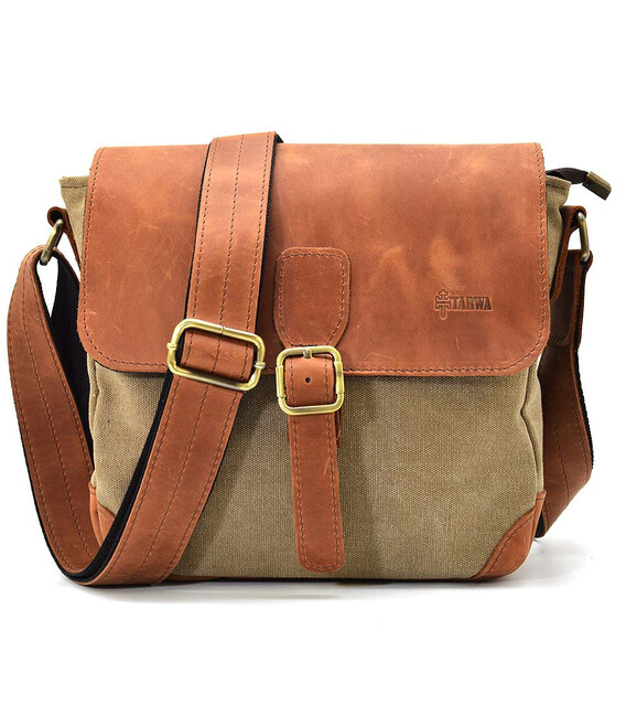 Сумка-меседжер через плече чоловіча, парусину та шкіра RBs-1309-4lx TARWA фото, картинка, изображение