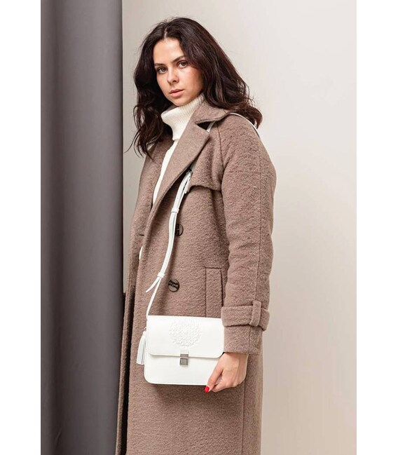 Кожаная женская бохо-сумка Лилу белая фото, картинка, изображение