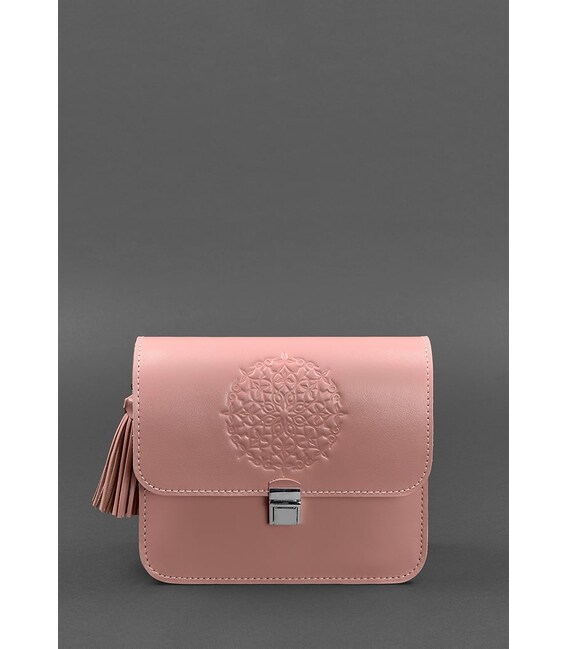 Кожаная женская бохо-сумка Лилу розовая фото, картинка, изображение