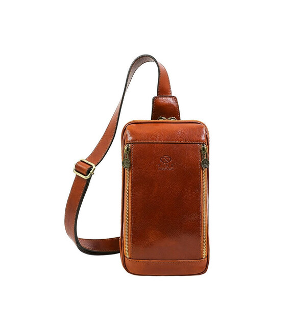 Сумка нагрудна, слінг, рюкзак на одне плече - Kim - коньячна Time Resistance 5230901 картинка, зображення, фото