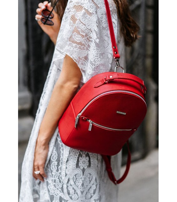Кожаный женский мини-рюкзак Kylie красный фото, картинка, изображение