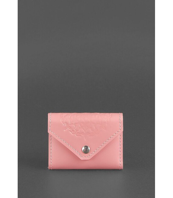 Жіночий шкіряний кард-кейс 3.0 (Гармошка) Рожевий з мандалою картинка, зображення, фото