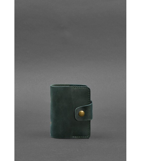 Шкіряний кард-кейс 7.1 (Книжечка) зелений Crazy Horse картинка, зображення, фото