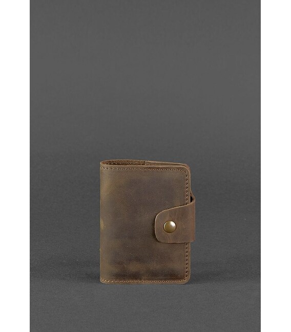 Кожаный кард-кейс 7.1 (Книжечка) темно-коричневый Crazy Horse фото, картинка, изображение