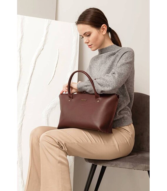 Жіноча шкіряна сумка Midi бордова картинка, зображення, фото