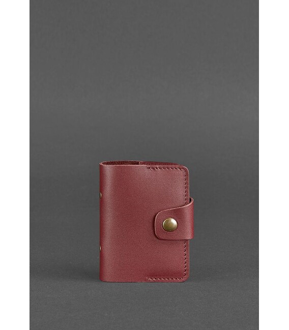 Женский кожаный кард-кейс 7.1 (Книжечка) бордовый фото, картинка, изображение