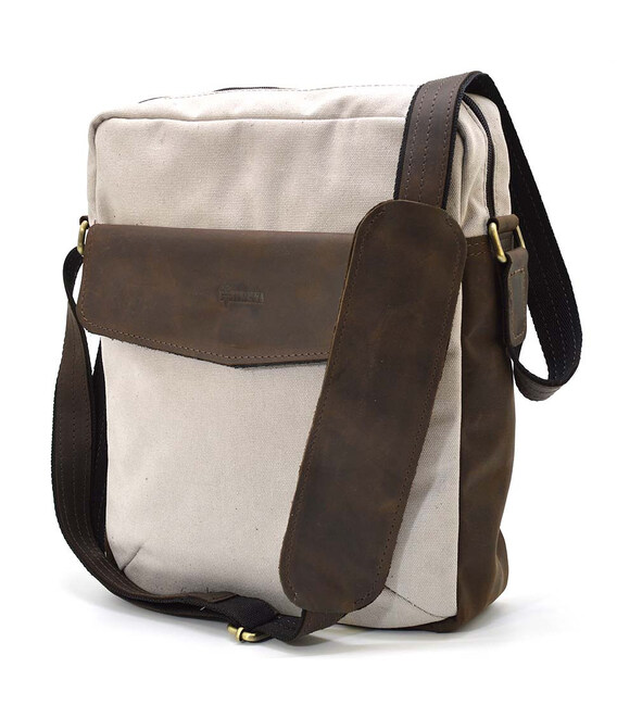 Чоловіча сумка з канвасу через плече TARWA RCJ-1810-3md слонова кістка фото, картинка, изображение