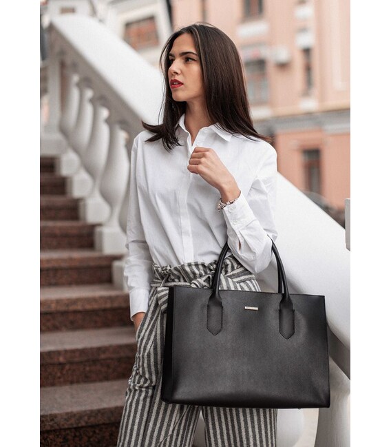 Шкіряна жіноча сумка Шоппер чорна Blackwood картинка, зображення, фото