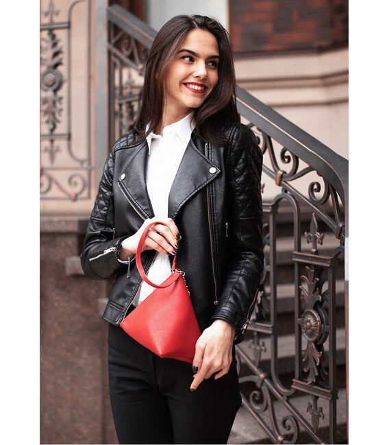 Кожаная женская сумка-косметичка Пирамида красная фото, картинка, изображение