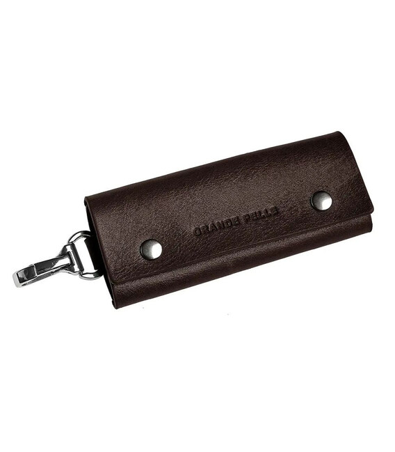 Ключниця на кнопках, глянець, Grande Pelle 405620 коричнева фото, картинка, изображение