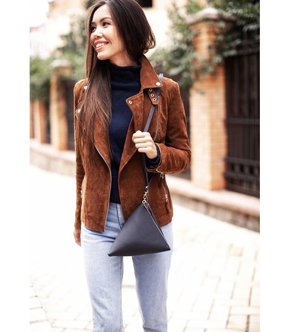 Кожаная женская сумка-косметичка Пирамида синяя фото, картинка, изображение