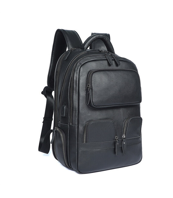 Шкіряний чоловічий рюкзак JD2766A John McDee чорний картинка, зображення, фото