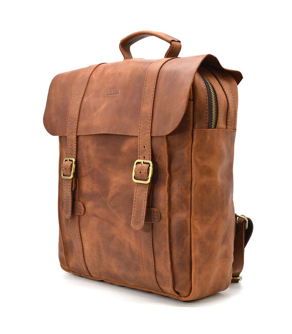 Сумка рюкзак для ноутбука з кінської шкіри TARWA RB-3420-3md коньячна фото, картинка, изображение